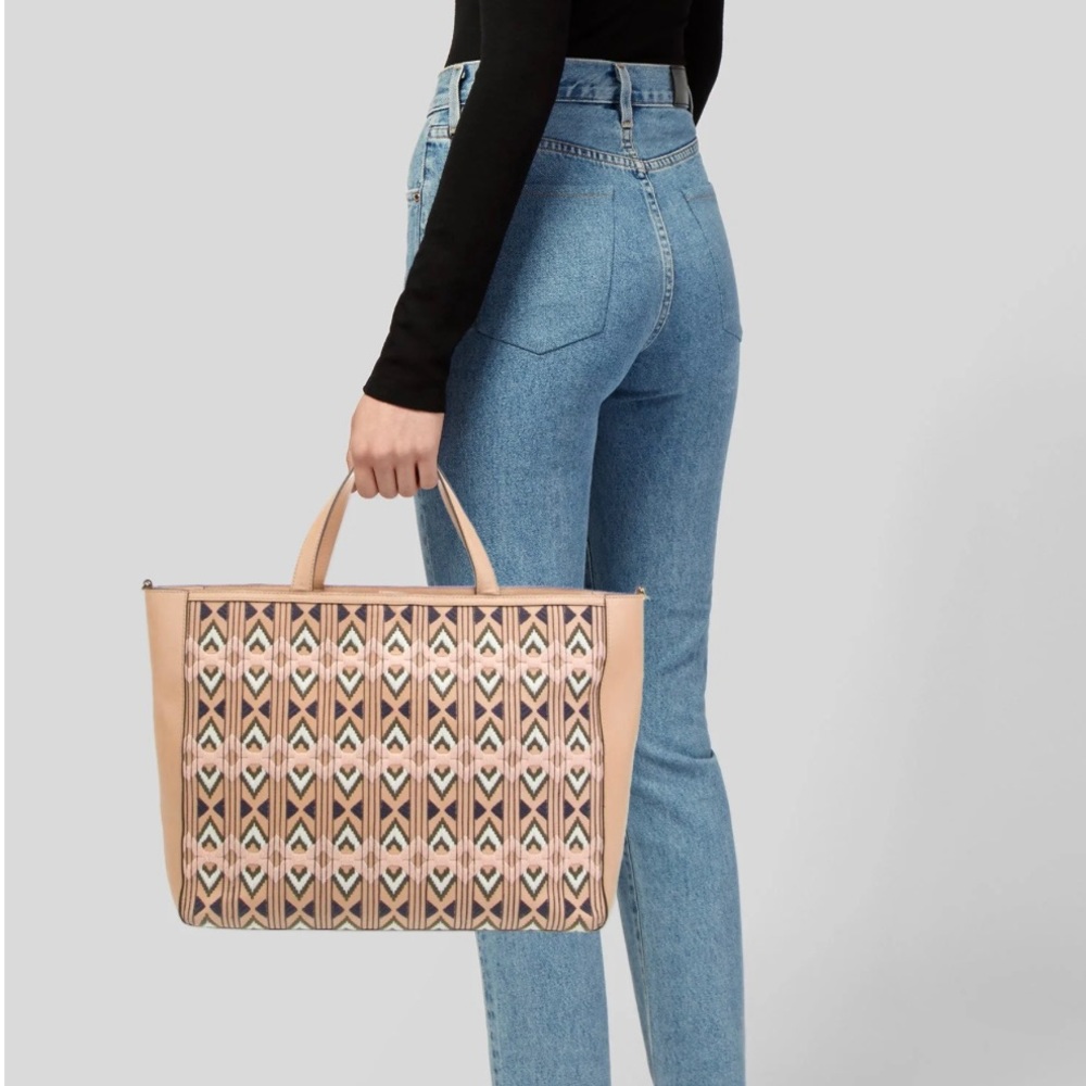 TORY BURCH Embroidered Leather Tote